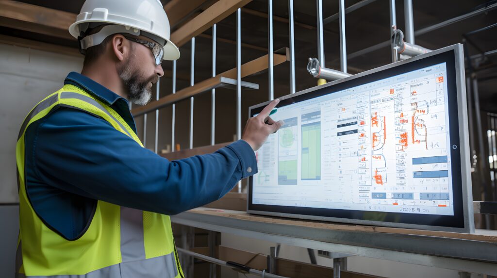 construction-project-manager-updating-progress-chart-digital-device